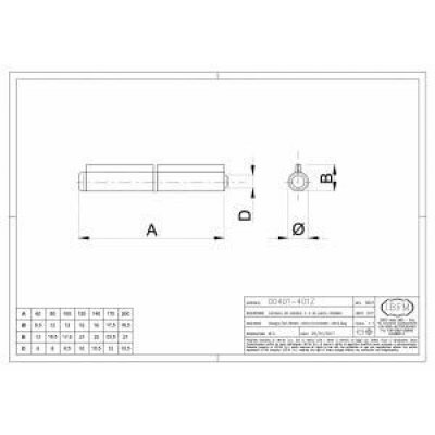 Cerniera da saldare a 2 ali mm 140 a perno sfilabile perno e rondella in acciaio