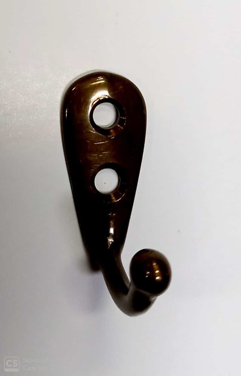 Gancio semplice in ottone bronzato mm 34 x 22