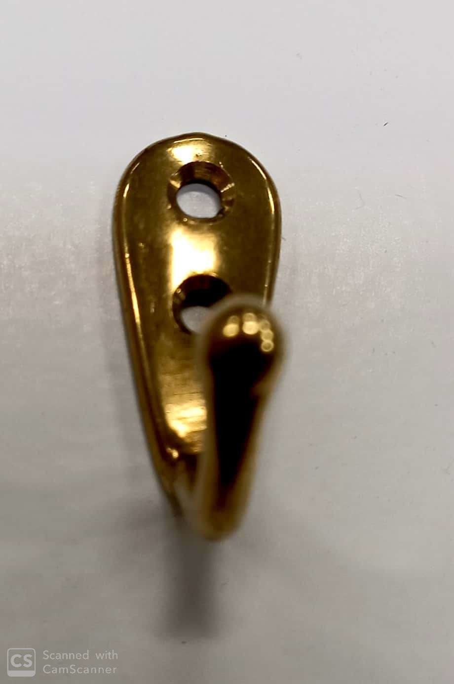 Gancio semplice in ottone lucido mm 34 x 22