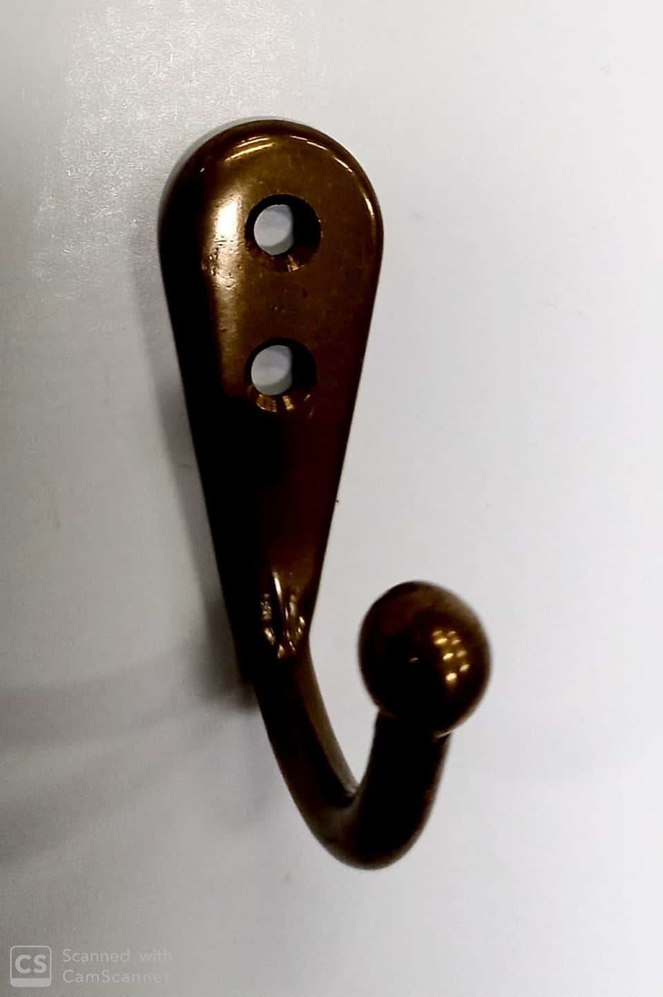 Gancio semplice in ottone bronzato mm 40 x 30