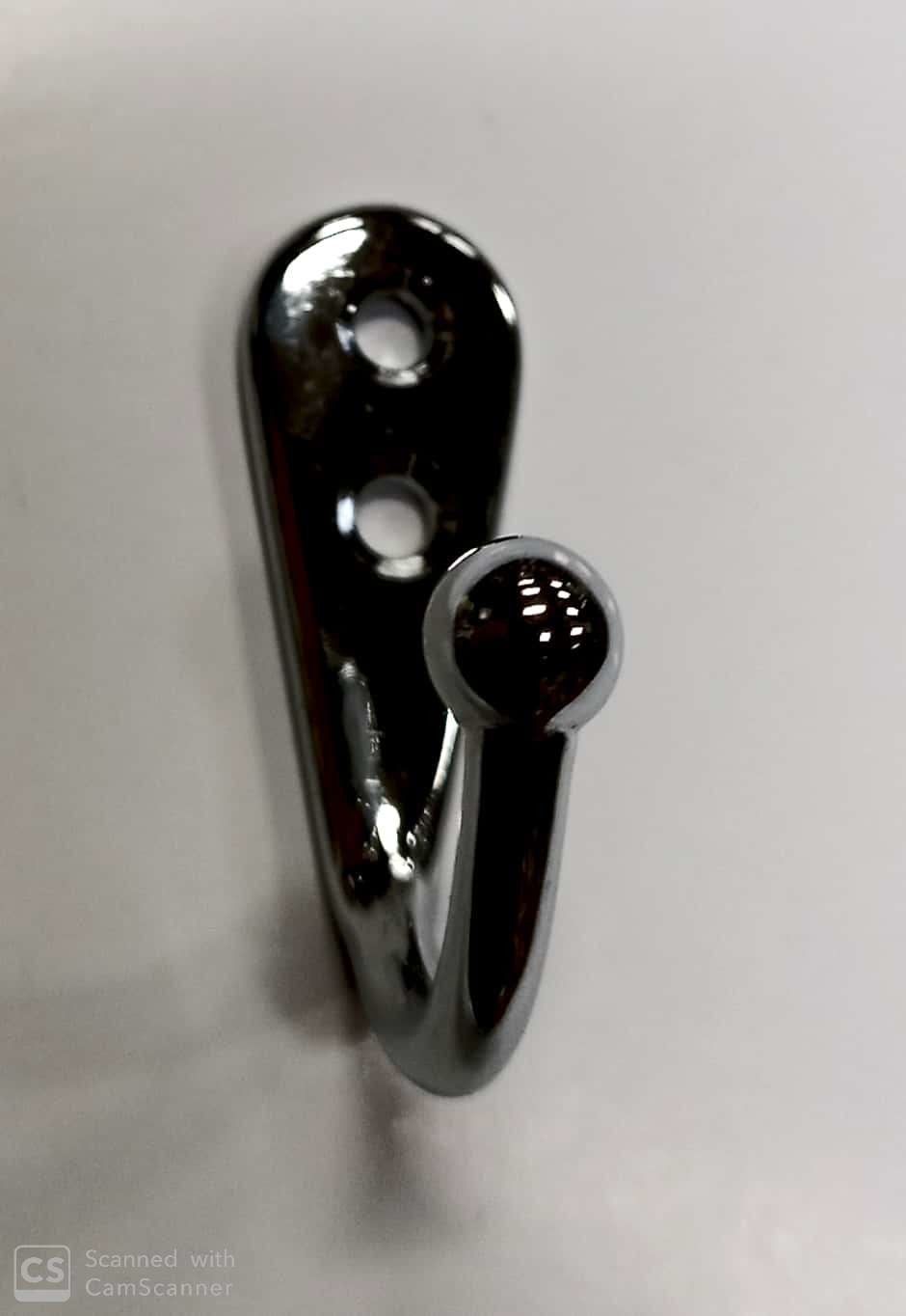 Gancio semplice in ottone cromato mm 40 x 30