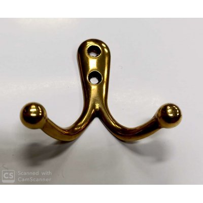 Gancio doppio in ottone lucidoo mm 40 x 19