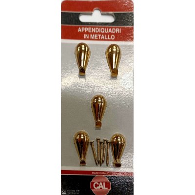 Appendiquadri modello GOCCIA mm 28 ottone lucido conf. pz 5