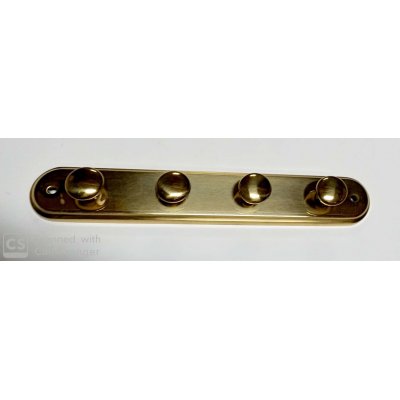 Appendino a parete 4 pomoli in ottone lucido