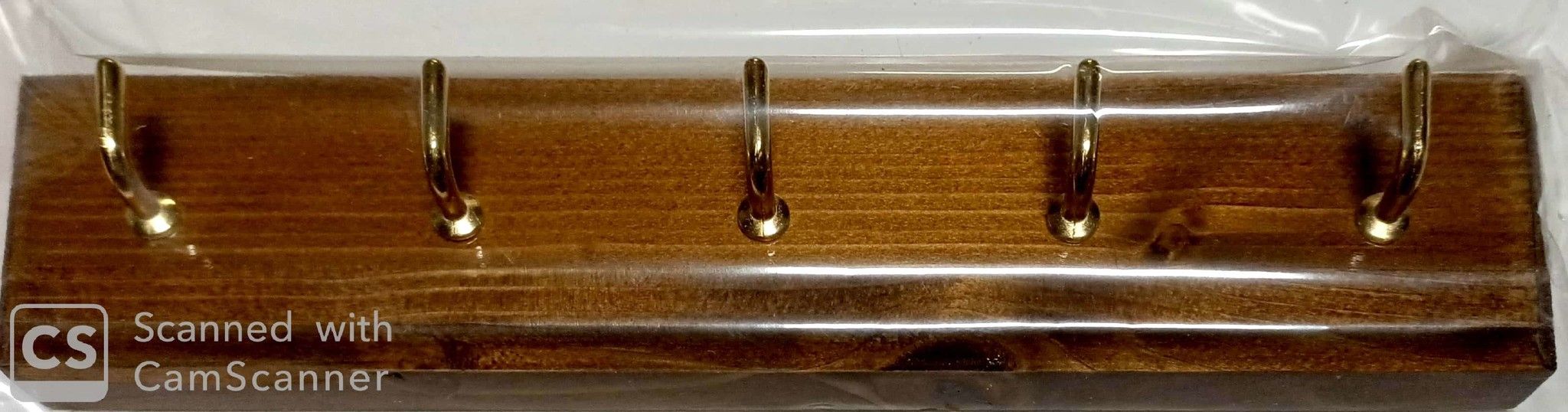 Assicella legno  5 ganci ottonati