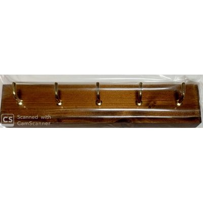 Assicella legno 5 ganci ottonati