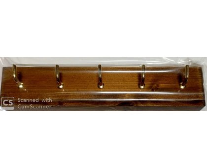 Assicella legno 5 ganci ottonati