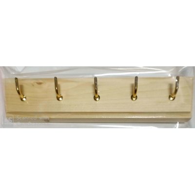 Assicella legno 5 ganci ottonati