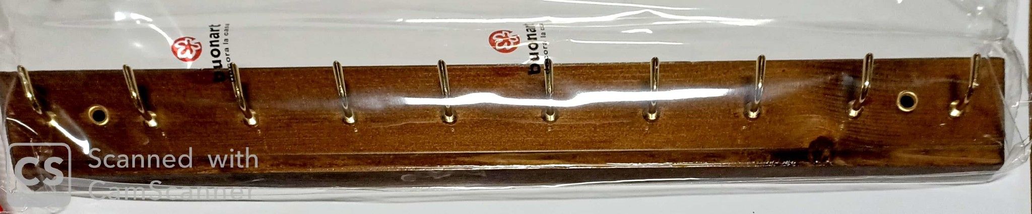 Assicella legno 10 ganci ottonati