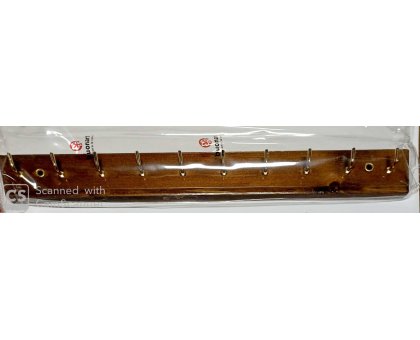 Assicella legno 10 ganci ottonati
