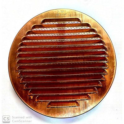 Griglia aerazione in rame tonda con molle d. mm 185 per fori mm 120-160