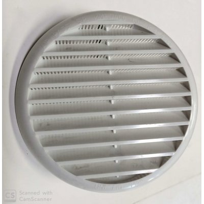 Griglia aerazione tonda mm 165 con molle in plastica bianca