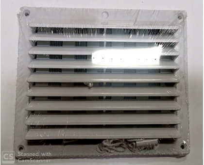 Griglia aerazione rettangolare APRIBILE con cordino mm 175 x 146 in plastica BIANCA