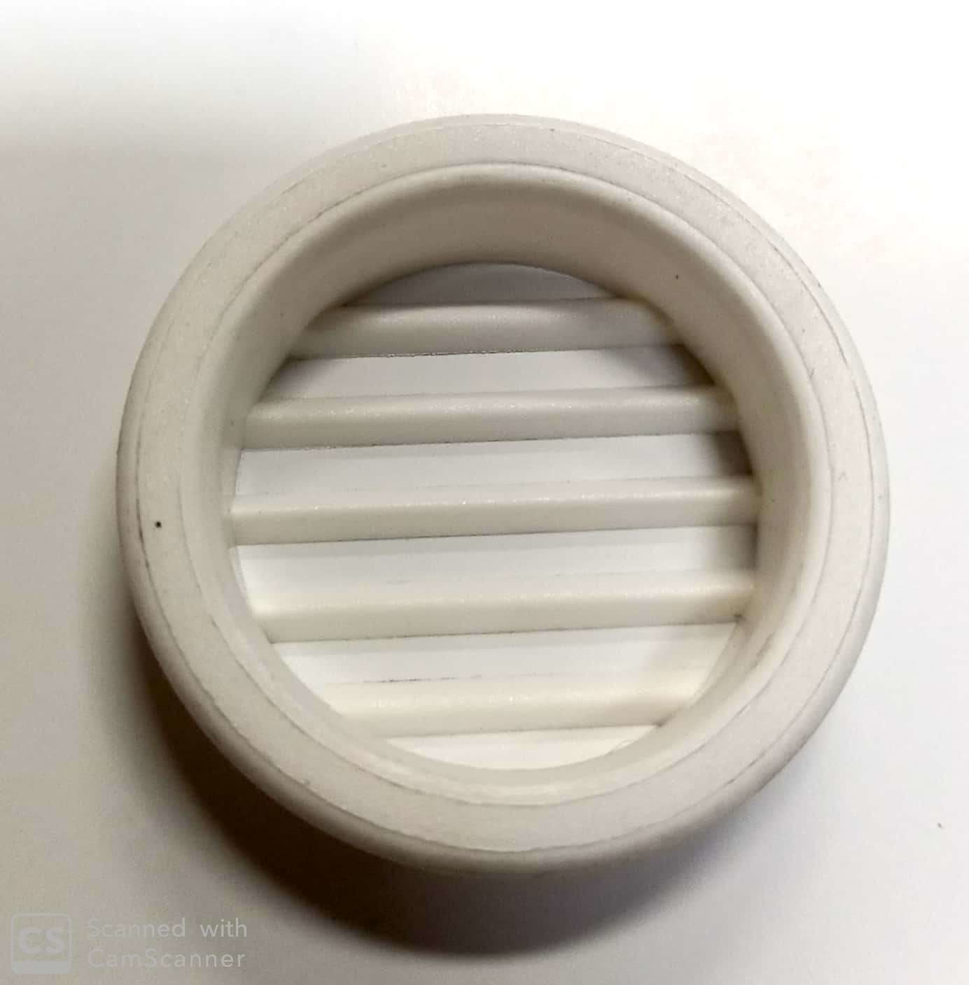 Griglia tonda da incasso mm  32 in plastica BIANCA