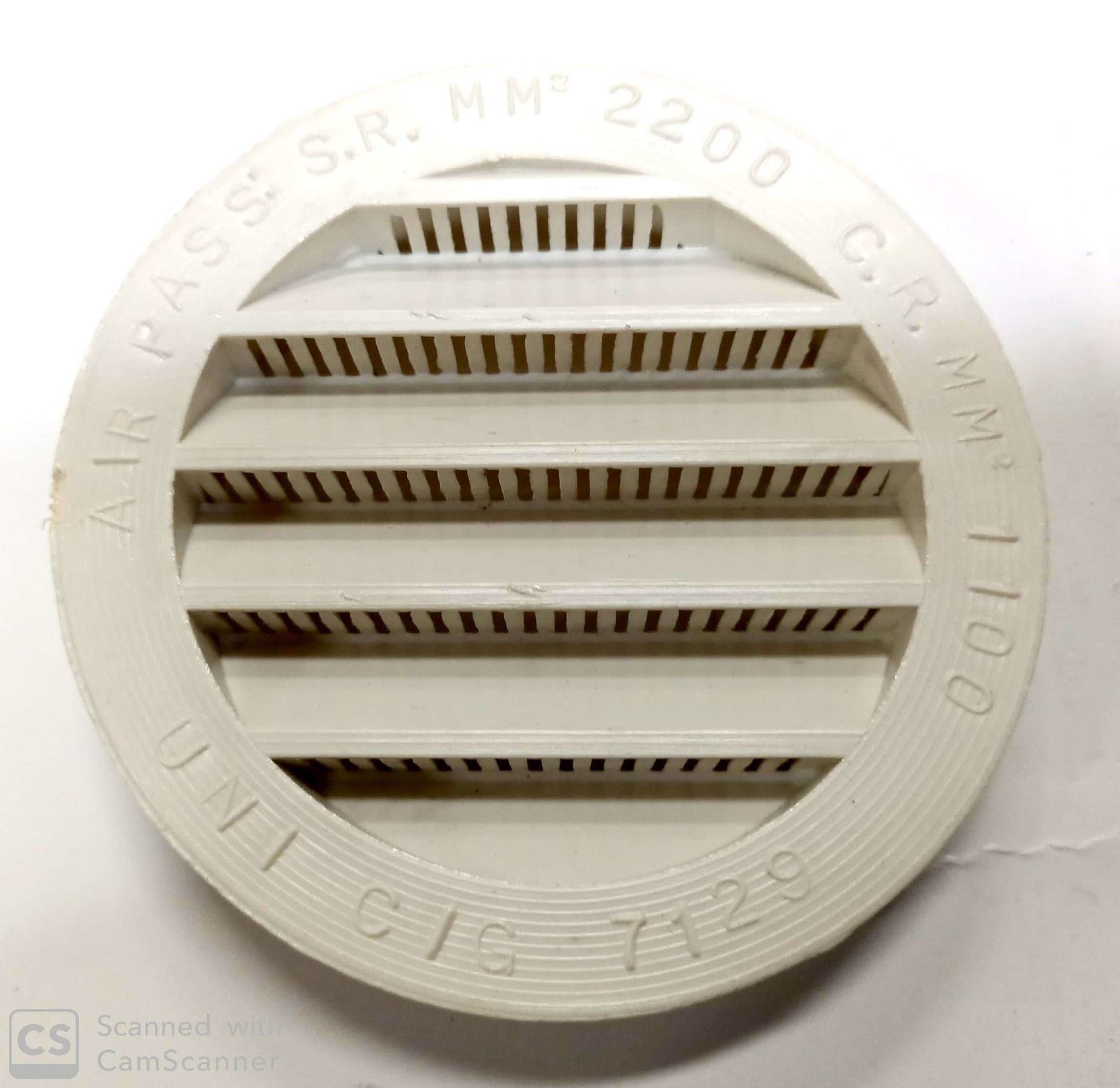 Griglia tonda da incasso mm  95 in plastica BIANCA