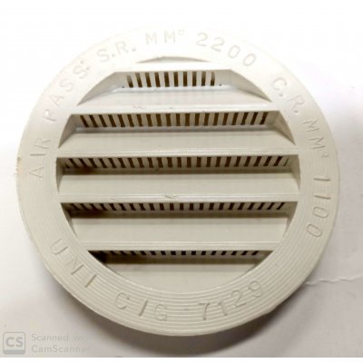 Griglia tonda da incasso mm 95 in plastica BIANCA