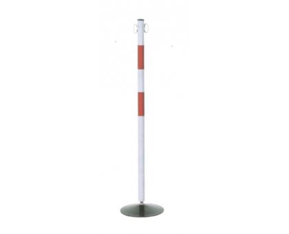Paletto segnaletico bianco/rosso in ferro con base mobile diametro mm 30