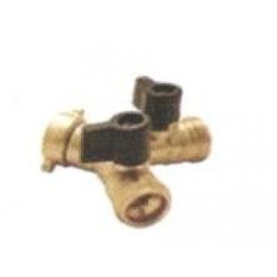 Raccordo Y ottone con 2 valvole filettate 3/4' in ottone