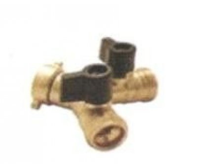 Raccordo Y ottone con 2 valvole filettate 3/4' in ottone
