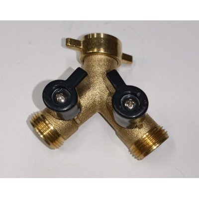 Raccordo Y ottone con 2 valvole filettate 3/4' in ottone