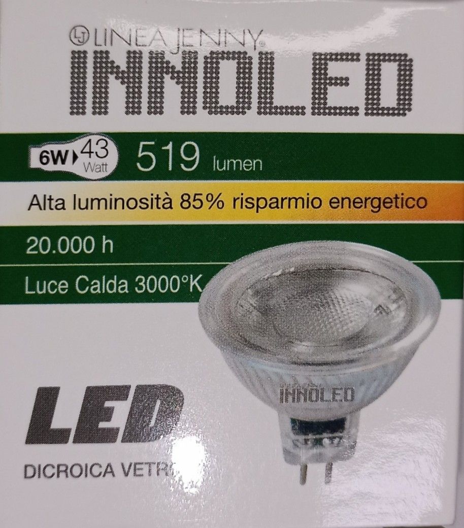 Lampada dicroica LED attacco G4  6w glass