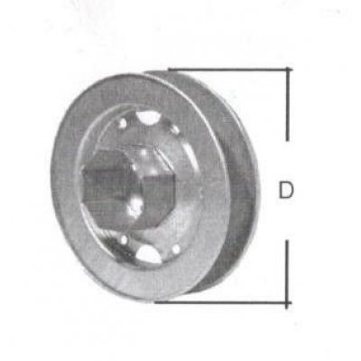 Puleggia in metallo d. 240 mm con calotta per rullo ottagonale mm 60