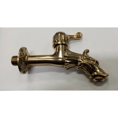 Rubinetto artistico TESTA LEONE per fontane a leva in ottone lucidato e ossidato