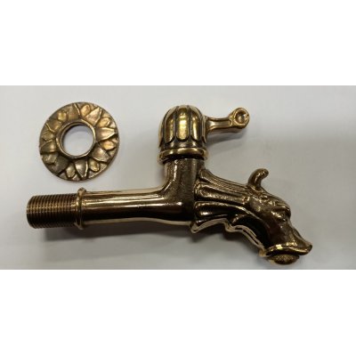 Rubinetto artistico TESTA LEONE per fontane a leva in ottone lucidato e ossidato