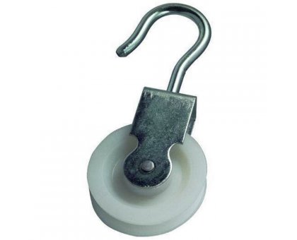 Carrucola nylon mm 30 supporto a gancio aperto in acciaio zincato