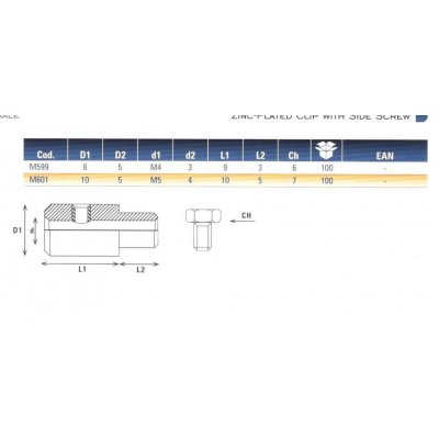 Morsetto per fune mm 3 con bloccaggio vite TE