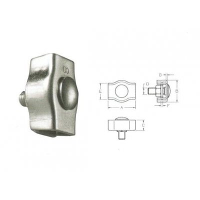 Morsetto 'SIMPLEX' per fune mm 2 in acciaio zincato