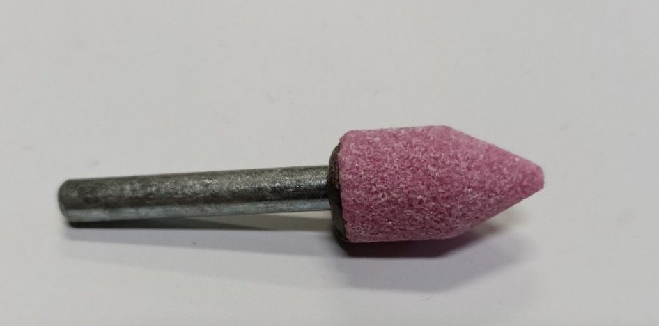 Mola abrasiva CILINDRICA+PUNTA mm 15 x 25 gambo mm 6 al corindone rosa