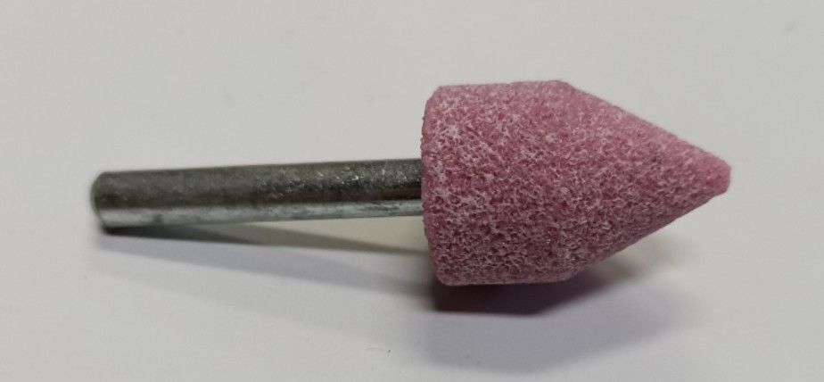 Mola abrasiva CILINDRICA+PUNTA mm 20 x 25 gambo mm 6 al corindone rosa
