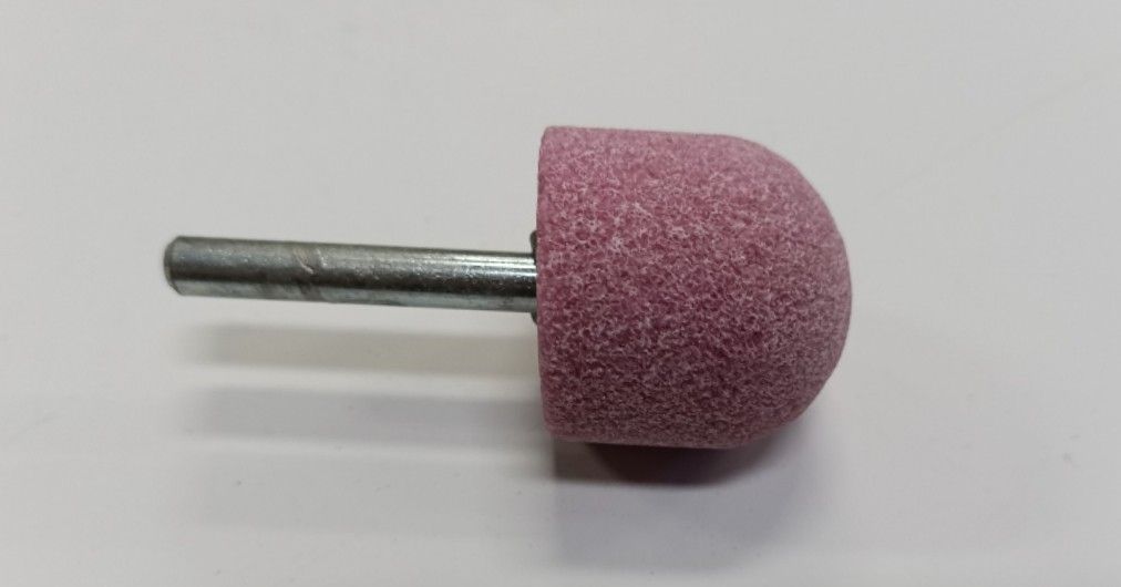 Mola abrasiva SEMISFERA mm 30 x 30 gambo mm 6 al corindone rosa