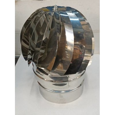 Aspiratore eolico base tonda d. 20 cm acciaio inox
