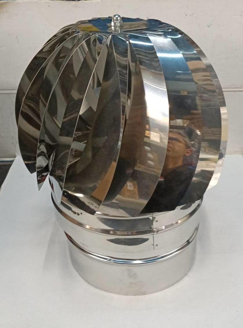 Aspiratore eolico base tonda d. 20 cm acciaio inox