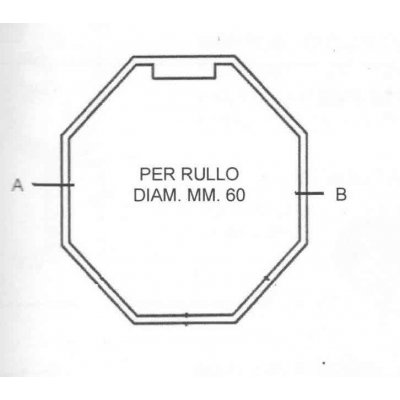 Rullo ottagonale liscio mm 60 lunghezza cm 300 spessore 6/10