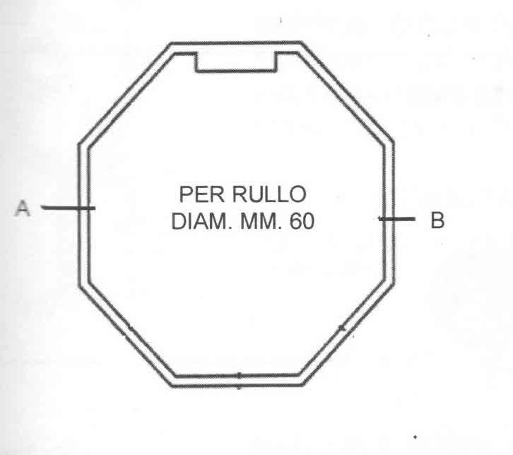 Rullo ottagonale liscio mm 60 lunghezza cm 300 spessore 6/10