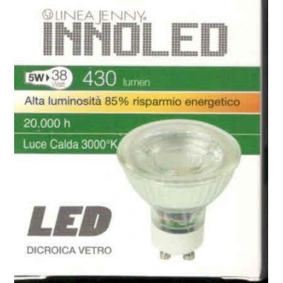 Lampada dicroica LED attacco GU10 5 w vetro