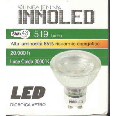 Lampada dicroica LED attacco GU10 6 w vetro