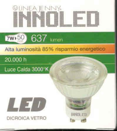 Lampada dicroica LED attacco GU10 7 w vetro