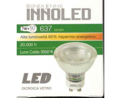 Lampada dicroica LED attacco GU10 7 w vetro