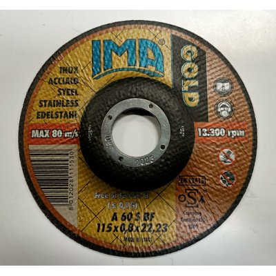 Disco abrasivo per ferro/inox mm 115 x 0,8 IMA GOLD