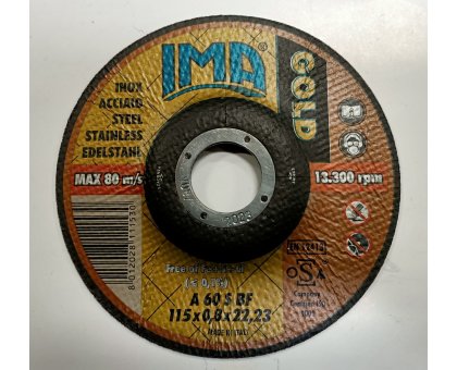 Disco abrasivo per ferro/inox mm 115 x 0,8 IMA GOLD