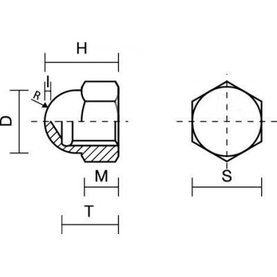 Dado cieco zincato NERO filetto mm 8