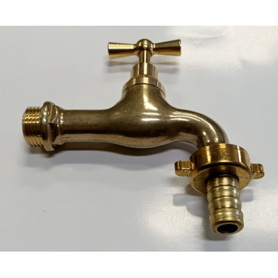 Rubinetto portagomma da 1/2' in ottone lucido maniglia TI