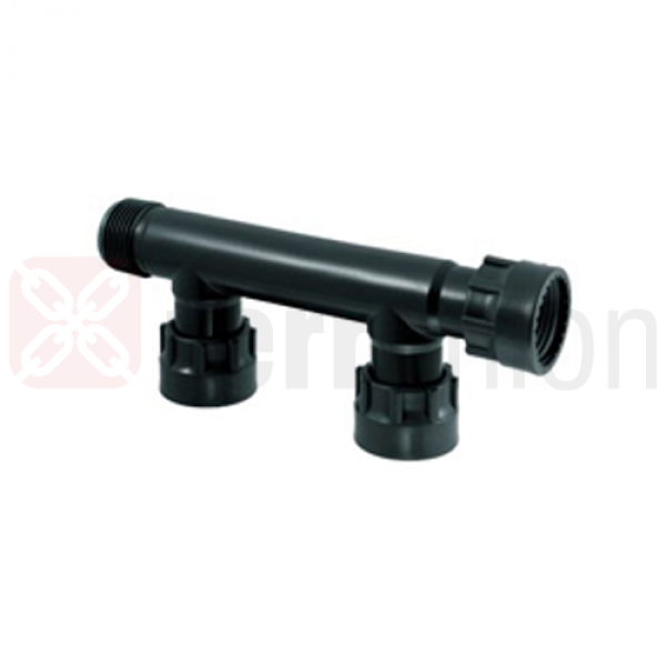 Collettore a 2 uscite 1'M x 1' F x 1' F