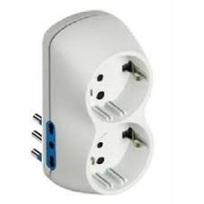 Adattatore 2 Schuko + 2 prese laterali bipasso