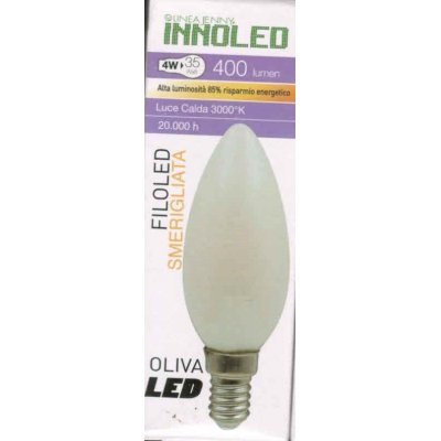 Lampadina FILOLED OLIVA SMERIGLIATA 4w E14 Luce calda 3000K