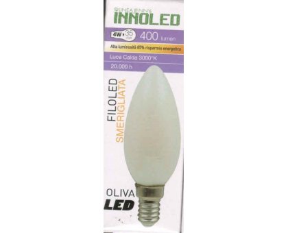 Lampadina FILOLED OLIVA SMERIGLIATA 4w E14 Luce calda 3000K